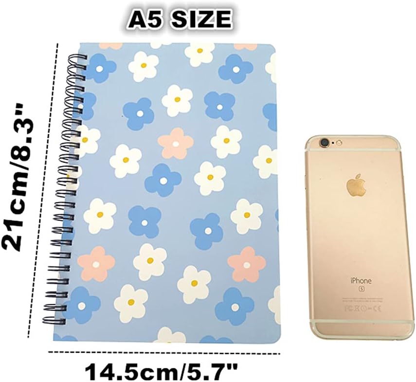 4 Pack A5 Spiral Notebook Journal,Wirebound Ruled Sketch Book Notepad Diary Memo Planner,A5 Size(8.3X5.7) & 80 Sheets (Floral)