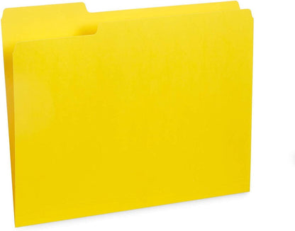 File Folder, 1/3 Cut Tab, Letter Size, Yellow, Great for Organizing and Easy File Storage, 100 Per Box