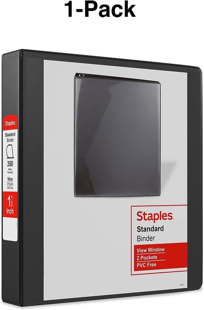 Staples Standard 2-Inch 3-Ring View Binder, Holds Up to 450 Sheets, Orange, Durable Binder for Office & School