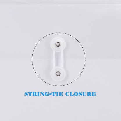 A4 Letter Size Plastic Poly Envelopes with Button and String Tie Closure, 1-1/4" Expansion Clear File Folders Side Loading Documents Organizer for Home School and Office Supplies (7)