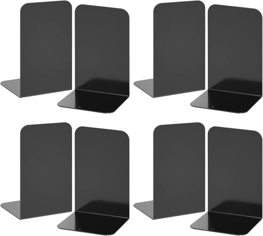 VFINE Bookends 3 Pairs, Black Metal Book Ends, Heavy Bookends for Shelves, Book Stopper for Heavy Books, Book Organizer for Home Office School Supplies