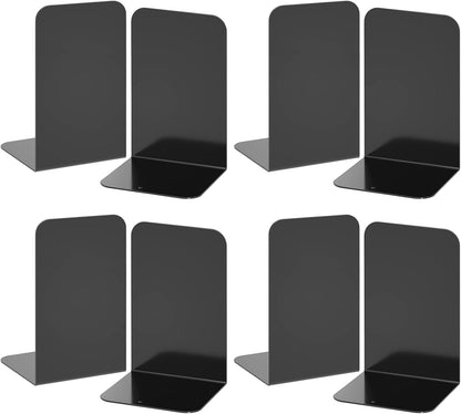 VFINE Bookends 3 Pairs, Black Metal Book Ends, Heavy Bookends for Shelves, Book Stopper for Heavy Books, Book Organizer for Home Office School Supplies