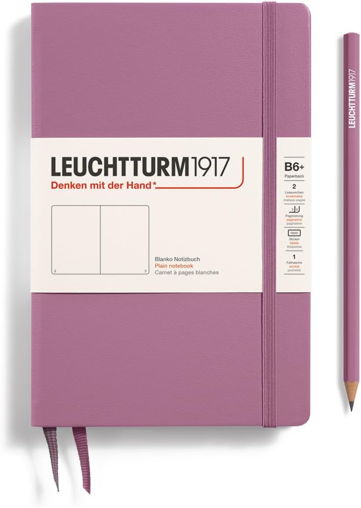 LEUCHTTURM1917 - Notebook Hardcover Paperback B6+ - 219 Numbered Pages for Writing and Journaling (Stone Blue, Ruled)