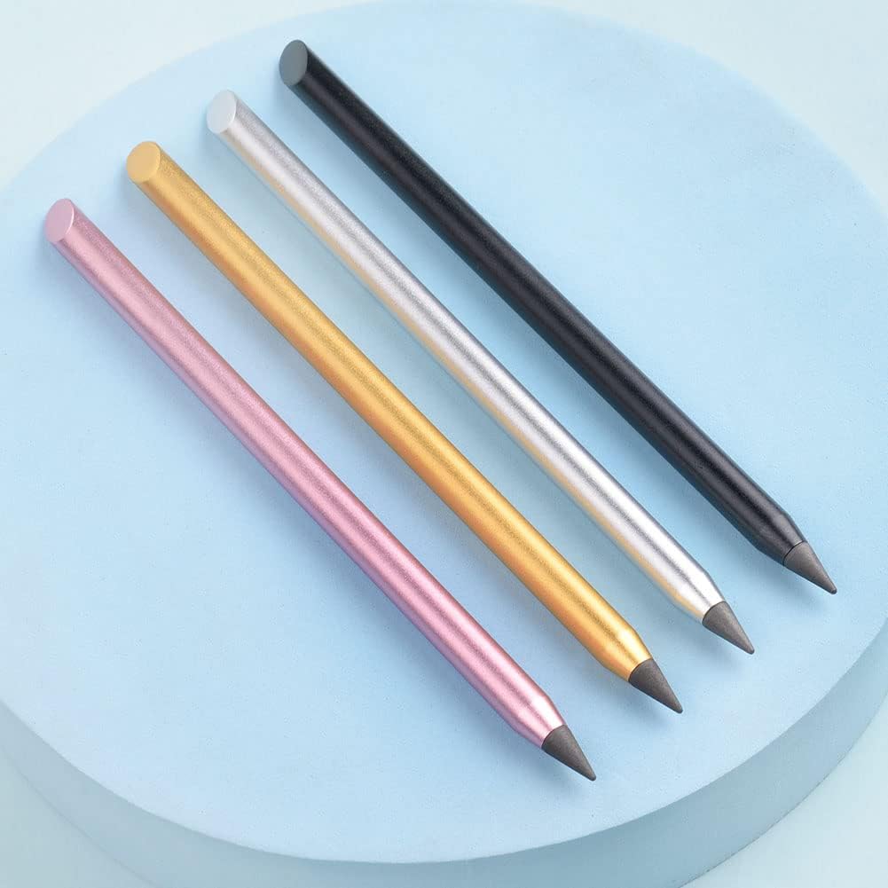 AUAUY 20PCS Inkless Pencil Replaceable Refill, Infinite Pencil Replaceable Graphite Nib, Graphite Nib Metal Inkless, Everlasting Pencils Replacement Head for Writing Drawing Office School Supplies