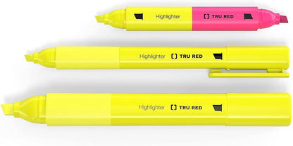 TRU RED Pocket Highlighters with Grip, Chisel Tip, Yellow, 15 Pack – Compact Highlighting Markers for Notes & Documents