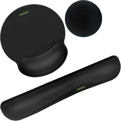 VAGAU Premium Keyboard Wrist Rest and Mouse Pad Wrist Support, Ergonomic Memory Foam Set for Office, Laptop, Mac, Computer and Gaming, Comfortable Typing &Wrist Pain Relief (2 Pack)