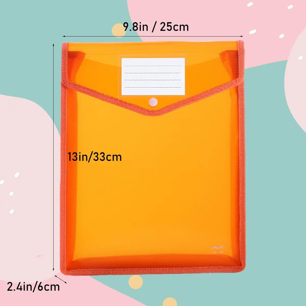Plastic File Folder, 9 Pcs Large-Capacity Poly Envelope Expanding Wallet Document Folder Letter Size A4 Accordion File Pouch with Label Pocket, Snap Button for School Home Work Office Organization