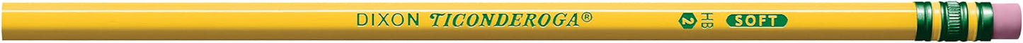 Ticonderoga Wood-Cased Pencils, Pre-Sharpened, 2 HB Soft, Yellow, 12 Count