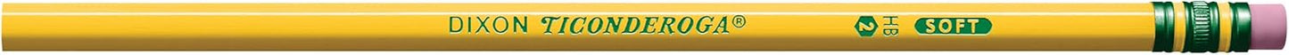 Ticonderoga Wood-Cased Pencils, Pre-Sharpened, 2 HB Soft, Yellow, 12 Count