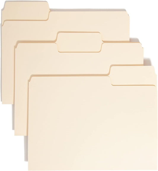 Smead SuperTab File Folder, Oversized 1/3-Cut Tab, Letter Size, Manila, 100 Per Box (10301)