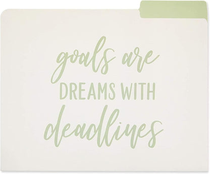 Paper Junkie Decorative File Folders, Letter Size for Women, Cute Earth Tone Aesthetic Office Supplies with Inspirational Sayings, 1/3 Cut Tabs (11.5 x 9.5 Inches) - Pack of 12 - Cute File Folders