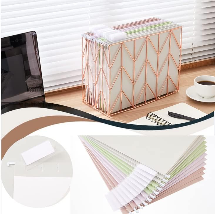 6 Pack Hanging Folder File Cabinet Organizer Letter Size 1/5 Cut Adjustable Label Decoration Home Office School Classroom, Green