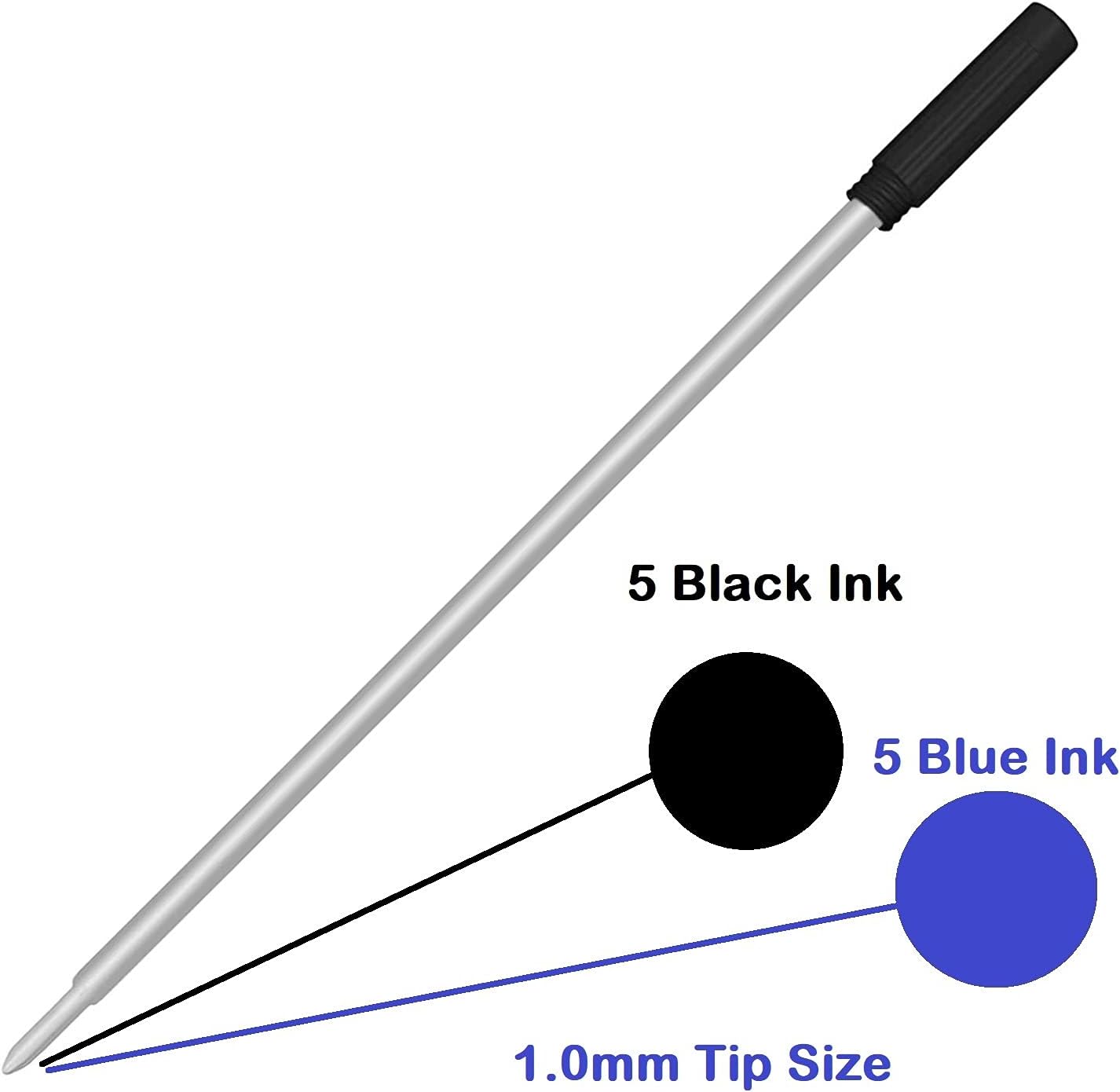 Pen Savings Ballpoint Pen Refills for Cross Pens, Medium Point 1.0mm, Frictionless Flow Smooth Writing, 10 Pack (Purple)