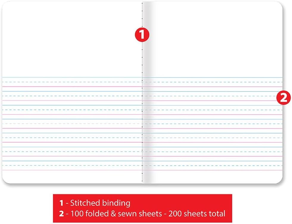 Better Office Products Primary Journal, Hardcover, Primary Composition Book Notebook - Grades K-2, 100 Sheet, One Subject, primary composition notebook with picture space