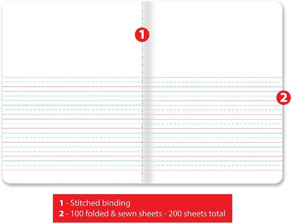 Better Office Products Primary Journal, Hardcover, Primary Composition Book Notebook - Grades K-2, 100 Sheet, One Subject, primary composition notebook with picture space