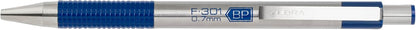 Zebra Pen F-301 Ballpoint Black, Blue, Red and Green Ink, Fine Point 0.7mm Pen, Easy-Glide Ink, Stainless Steel Retractable, Non-Slip Grip, Professional Design, Ideal for Office, 4-Pack (27174)