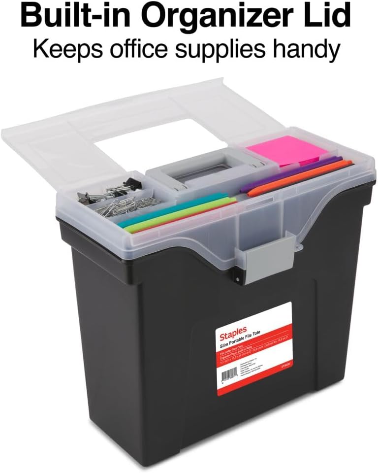STAPLES Plastic File Box with Snap Lid, Letter/Legal Size, Clear, 4/Carton