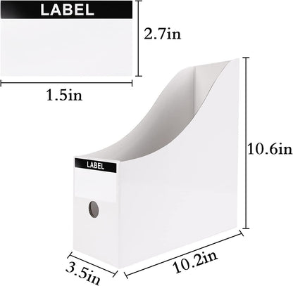 Limitliho 2 Pack White Magazine Holde, Vertical Book Bins for Classroom and Library Use, 10.6'' ×10.2'' ×3.5'' Inch Vertical File Folder Box