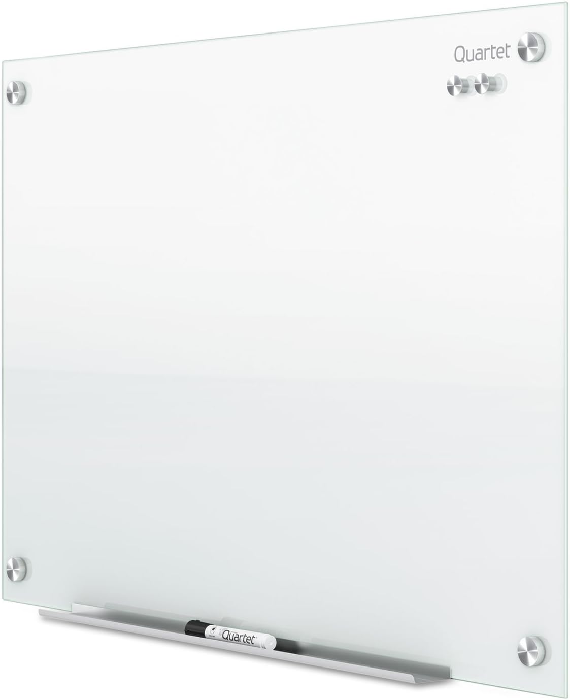Quartet Whiteboard, Glass Dry Erase Board, Magnetic, 6' x 4', Infinity Frameless Mounting, White Surface, Accessory Tray, 1 Dry Erase Marker and 2 Glass Board Magnets (G7248W)