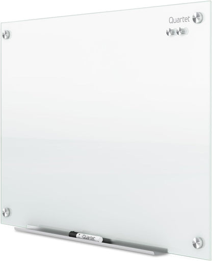 Quartet Whiteboard, Glass Dry Erase Board, Magnetic, 6' x 4', Infinity Frameless Mounting, White Surface, Accessory Tray, 1 Dry Erase Marker and 2 Glass Board Magnets (G7248W)