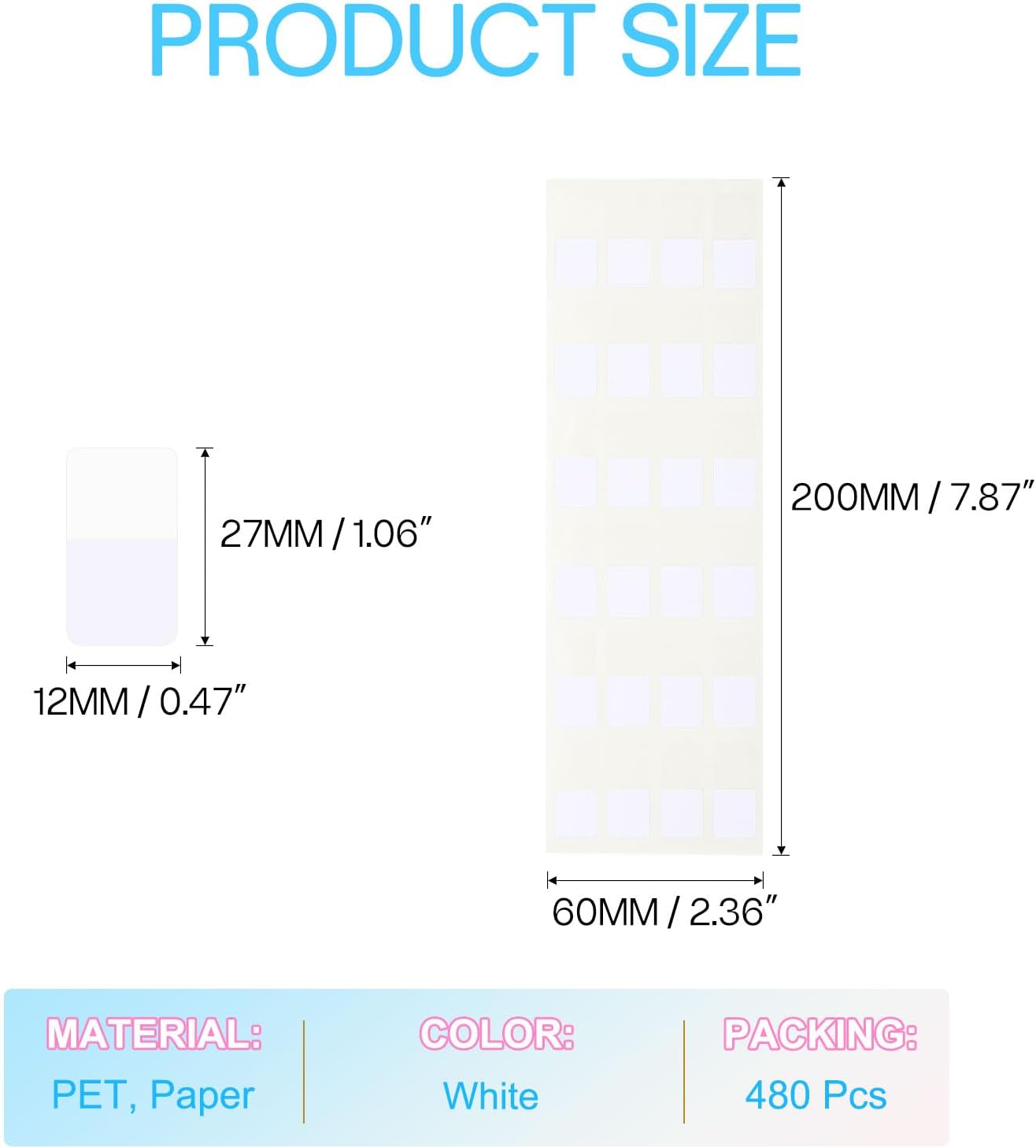 PATIKIL Clear Index Sticky Tabs, 480 Pcs Small Transparent Sticky Notes Bookmarks Planner Stickers Page Tabs for Office Notebooks File Folder Ledger Book, Gradient Pink