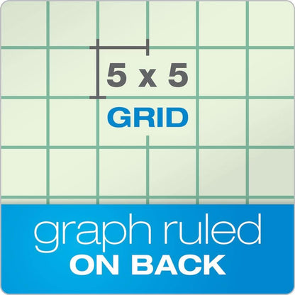 TOPS Engineering Computation Pad, 8-1/2" x 11", Glue Top, 5 x 5 Graph Rule on Back, Green Tint Paper, 3-Hole Punched, 100 Sheets (35500)