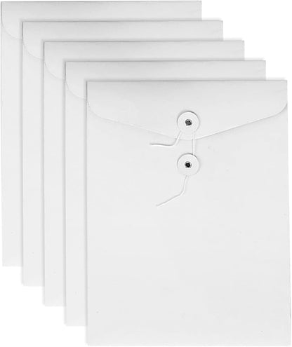 VANRA Kraft Paper A4/C4 File Folders Filing Envelope Folder Pack of 5, Filing Envelope Folder Jacket Document Letter Organizer with String Closure for School,Office (Black)