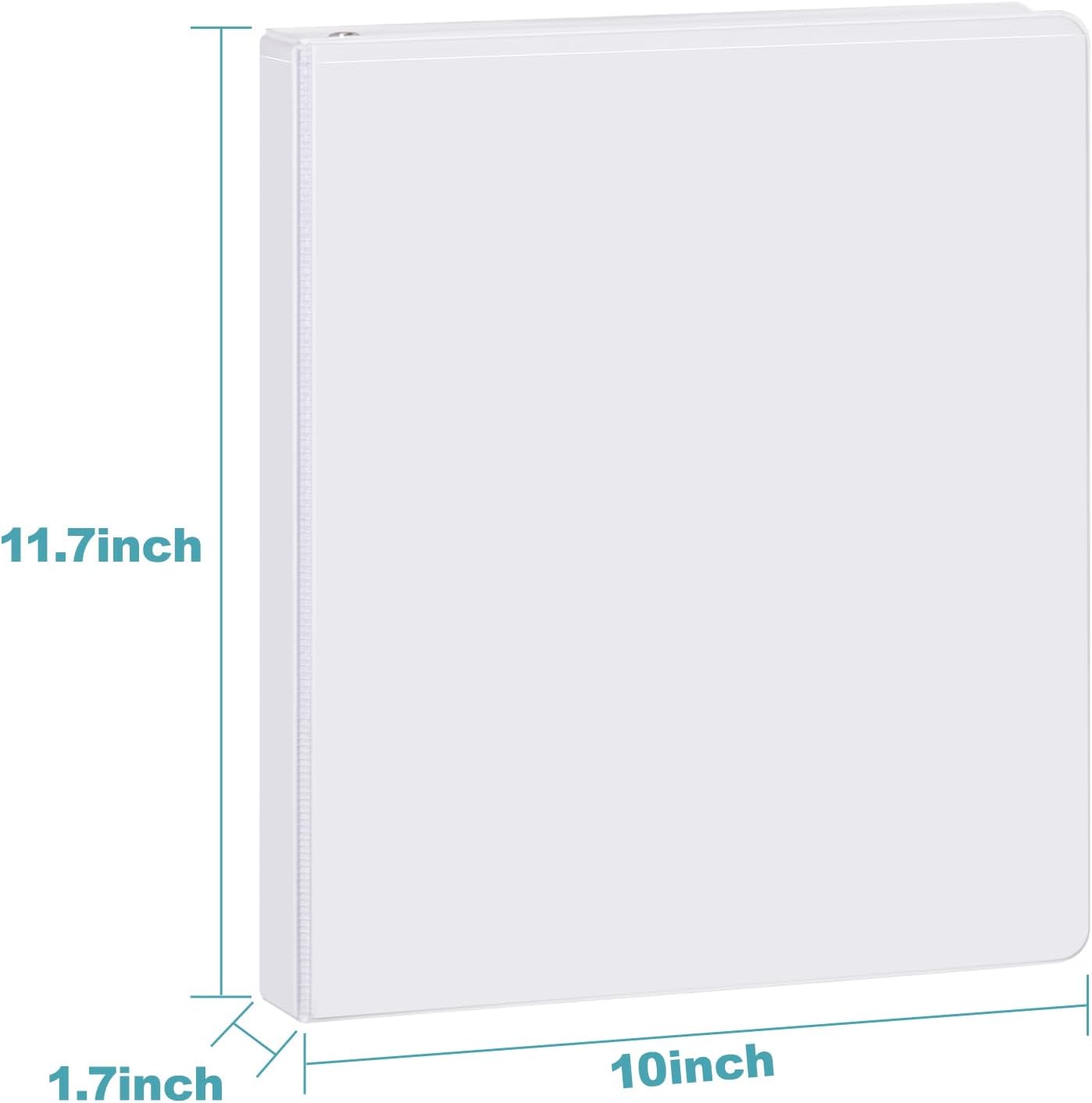 3 Ring Binder 1-1/2 Inch, ViVin Sturdy 1.5"-Slant D Ring Binder with 2 Interior Pockets, Clear View Cover, PVC-Free, Fits 350 Sheets of US Letter Size Paper (6 Pack, White)