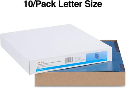 Staples Moisture‑Resistant Classification Folder, Letter Size, 2 Dividers, 2.5″ Expansion, Dark Blue Pressboard, 20/Carton