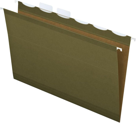 Pendaflex Ready-Tab Reinforced Hanging File Folders, Letter Size, Standard Green, 5 Tab, 25/BX (42590)