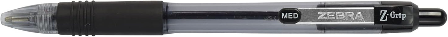 Zebra Pen Z-Grip Retractable Ballpoint Pen, Smooth-Flowing Black Ink, 1.0mm Medium Point, School & Office Supplies, Ideal for Note-Taking, Journal and Planner Use, 18-Pack (22218)