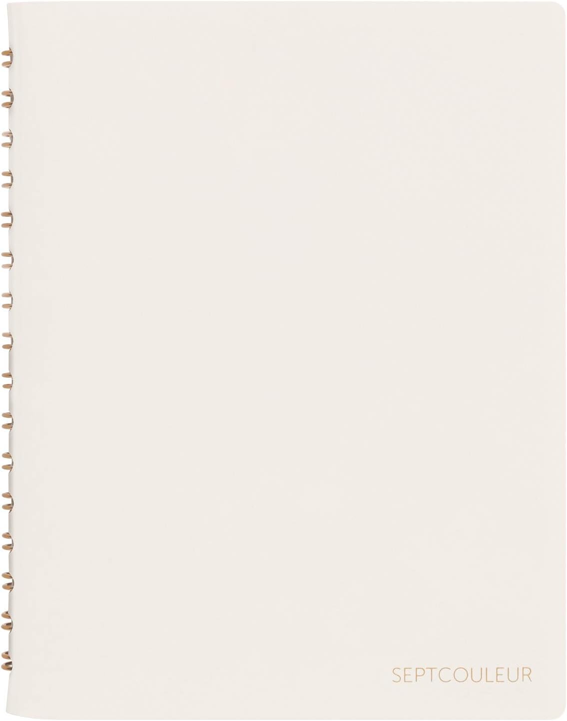 Maruman Septcouleur Grid Notebook- A5, 8.35" x 6.22", 100 Sheets / 200 Pages, 3mm Graph Paper Journal, Durable Rose Gold Wire-bound Spiral, Water Resistant Cover, Spicy Coral Pink, Made in Japan