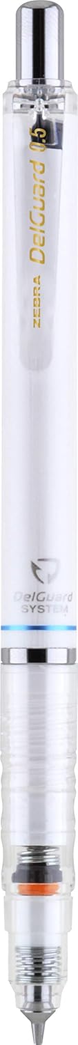 Zebra Pen DelGuard Mechanical Pencil 0.5mm, Black, Blue & White Barrel, Resists Lead Breaking, Double Spring Protection, Built-In Eraser, 3-Pack with Refills, Clip for Easy Carrying (58603)