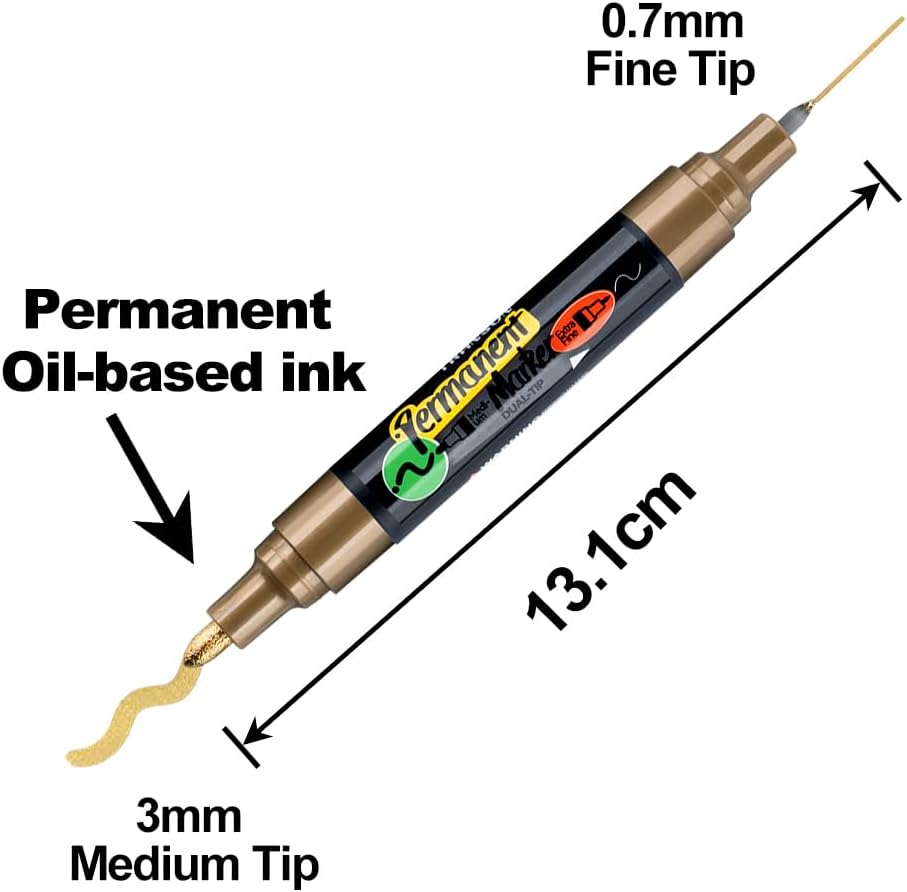 TRANSON Black and White Bold Tip and Extra Fine Tip Paint Markers Waterproof Oil Paint pen