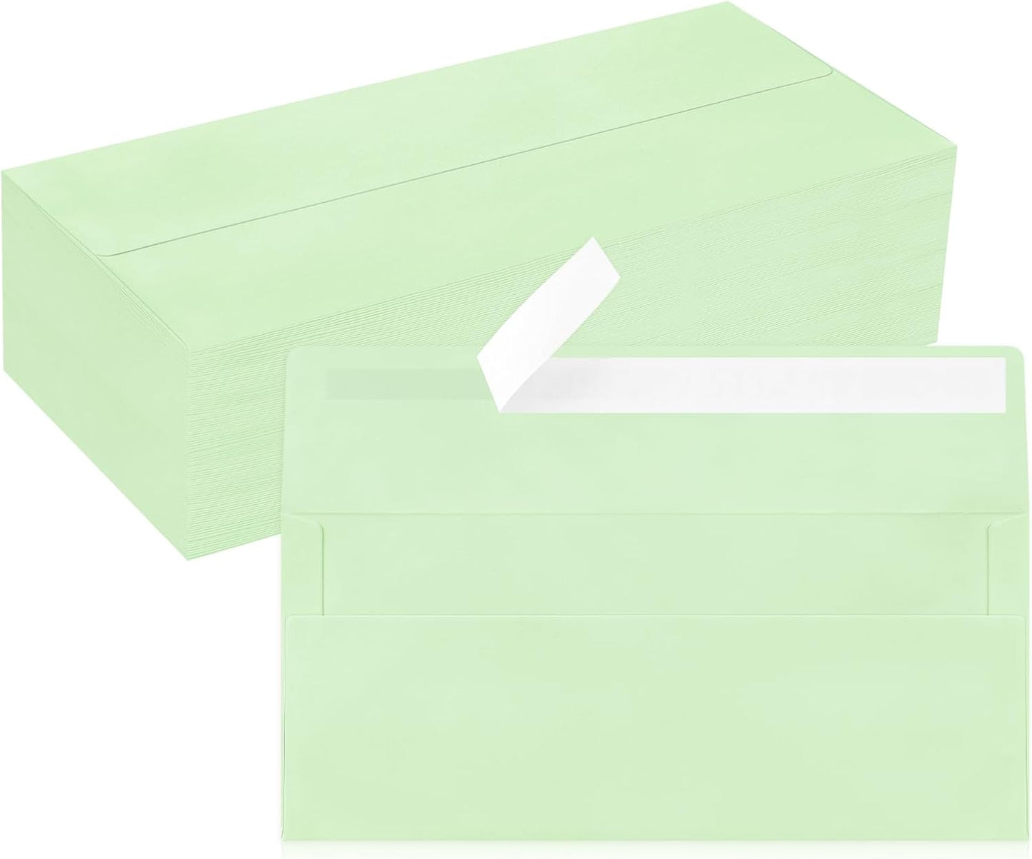 50 Pack #10 Business Envelopes, Sage Green Standard Envelopes Self Seal, Letter Size Mailing Envelopes for Checks Letters Invoices Statements Birthday Graduation Wedding, 4 1/8 x 9 1/2 Inch