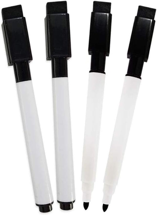 Flexible Magnets Fine tip Dry Erase Black Markers with Magnetic Cap and Eraser, Perfect for Dry Erase Boards and Whiteboards Pack of 5
