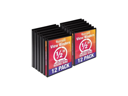 Samsill 3 Inch 3 Ring Binders, Economy Round Ring, Clear View Cover, 550 Sheet Capacity - for School, Home, Office - Black, 4 Pack
