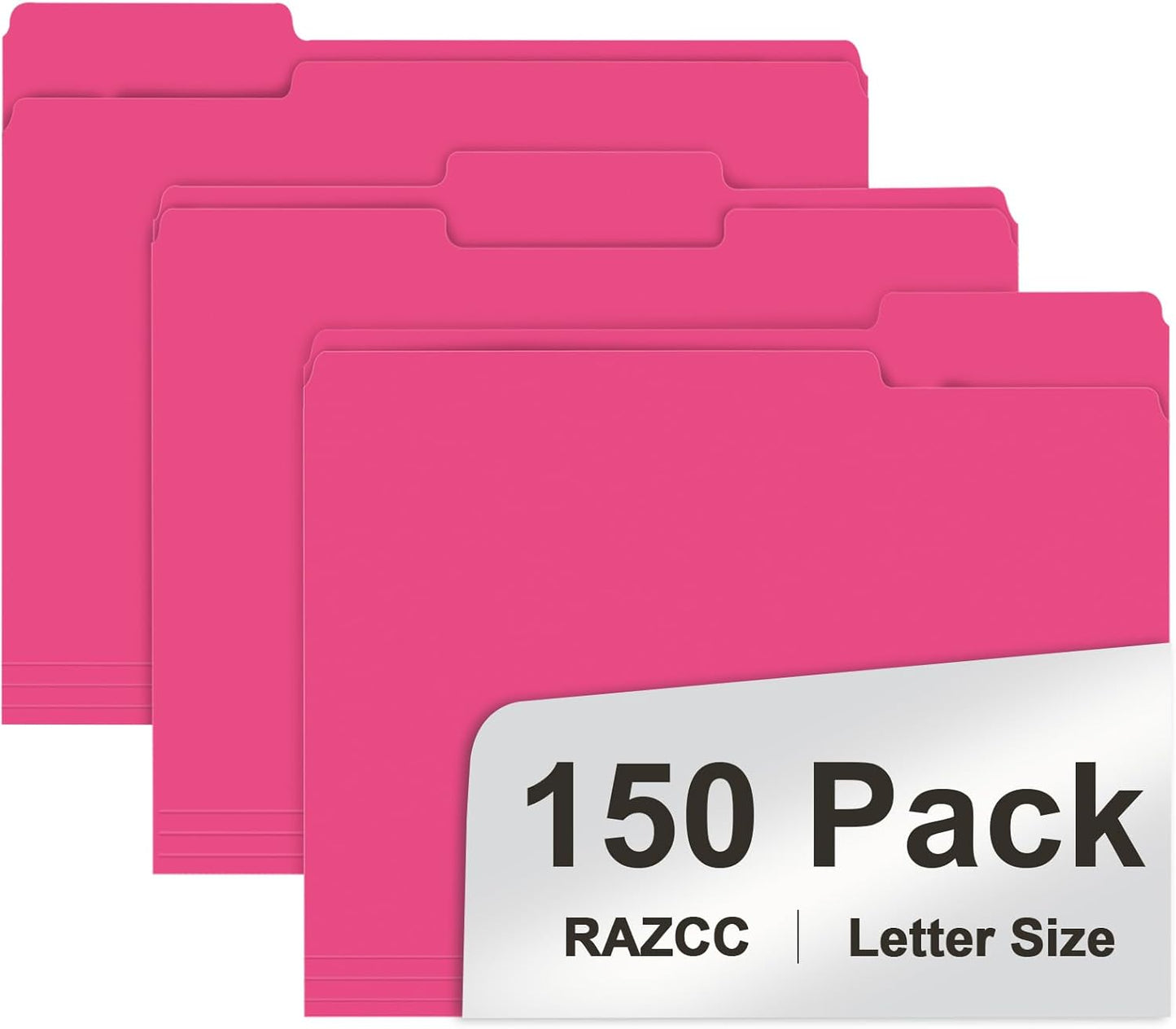 File Folder, RAZCC 150 Pack 1/3 Cut Tab File Folders Letter Size, Manila Folders, Folders with Tab, Great for Organizing and Easy File Storage