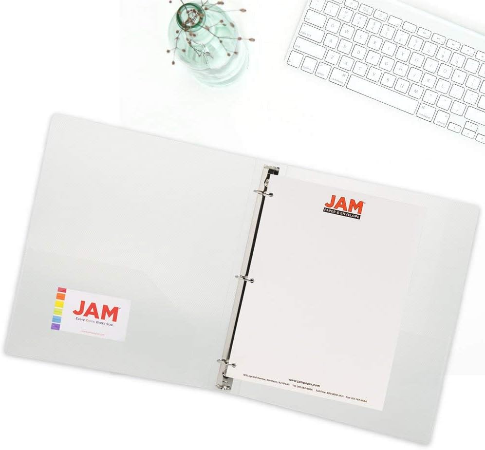 JAM PAPER Plastic 0.75 inch Binder - Clear 3 Ring Binder - Sold Individually