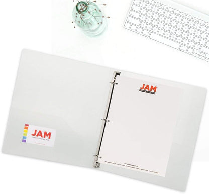 JAM PAPER Plastic 0.75 inch Binder - Clear 3 Ring Binder - Sold Individually