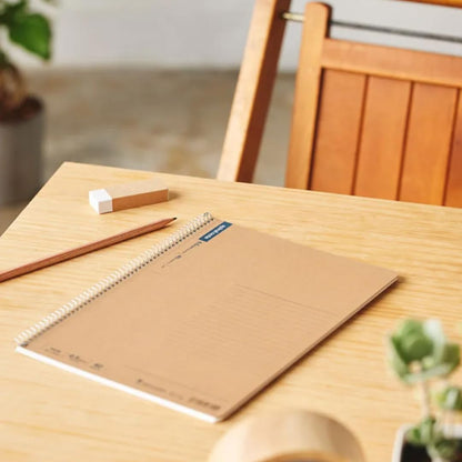 Maruman Spiral Note Basic Lined Notebook- A5, 8.31" x 6.26", 150 Sheets / 300 Pages, 6.5mm Narrow Ruled Journal, Perforated Pages & Wire-Bound to Lay Flat, Sturdy Kraft Cover, Made in Japan