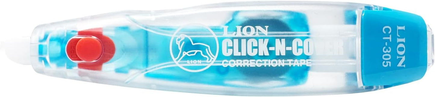 LION CLICK-N-COVER Refillable Correction Tape, Retractable Tip, 1/5" wide and 236" long, Acid-Free, 1 ea. (CT-305)