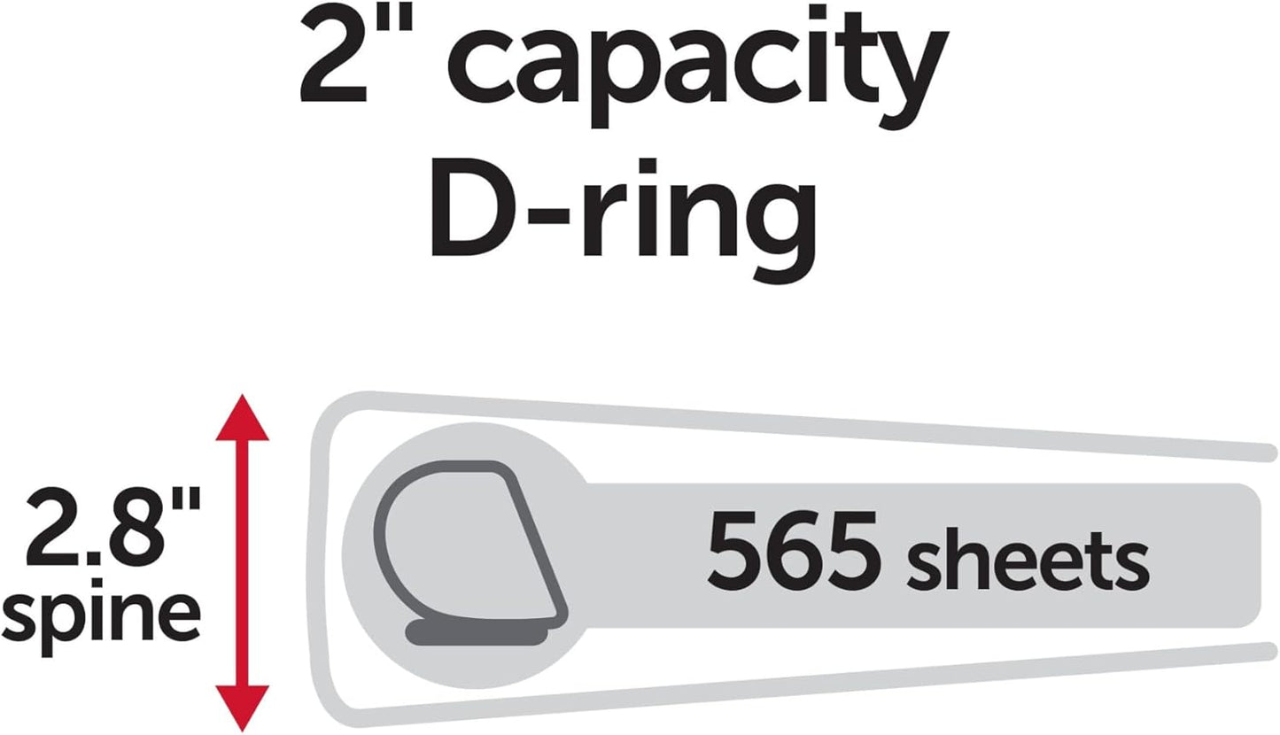 Office Depot® Heavy-Duty View 3-Ring Binder, 2" D-Rings, White, 49% Recycled, Pack of 4