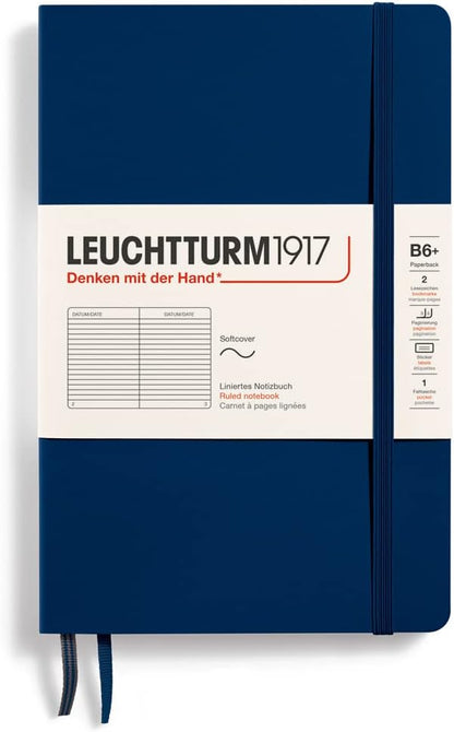 LEUCHTTURM1917 - Notebook Softcover Paperback B6+ - 123 Numbered Pages for Writing and Journaling (Ruled, Rising Sun)