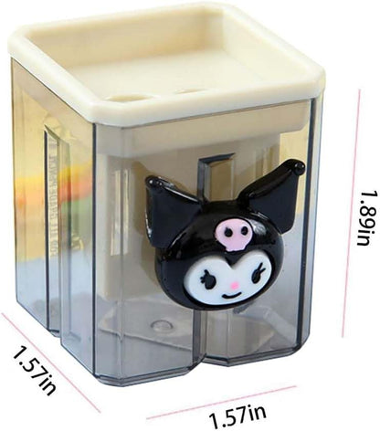 2 Pieces Creative Cute Cartoon Double-Hole Pencil Sharpener 2pcs Creative Cute Cartoon Double Hole Pencil Sharpener, Student Hand Pencil Sharpener, Green Dinosaur + White Rabbit (2)