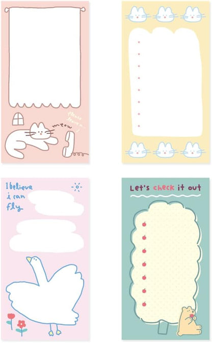 Monolike Memopad Memories design B SET - 4 Packs, 4 Different Designs, 100 Sheets Per Pad, Total 400 Sheets, Note pads, Writing pads, 3.15 x 4.17 Inches