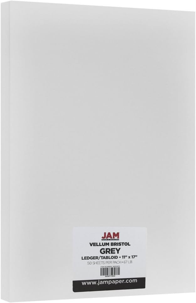 JAM PAPER Vellum Bristol 65lb Cardstock - 8.5 x 11 Coverstock - 147 gsm - Cream - 50 Sheets/Pack