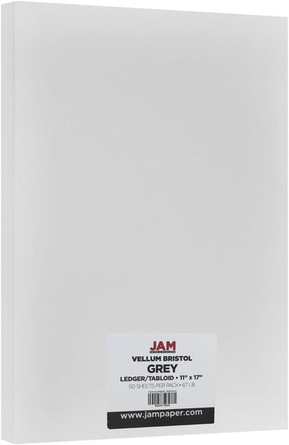 JAM PAPER Vellum Bristol 65lb Cardstock - 8.5 x 11 Coverstock - 147 gsm - Cream - 50 Sheets/Pack