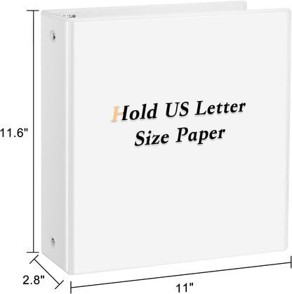 CIXILDTS 0.5-inch Round Ring Binder, Durable 1/2" 3 Ring Binder Fit Letter Size Paper, Presentation View Binders, White,12-Pack