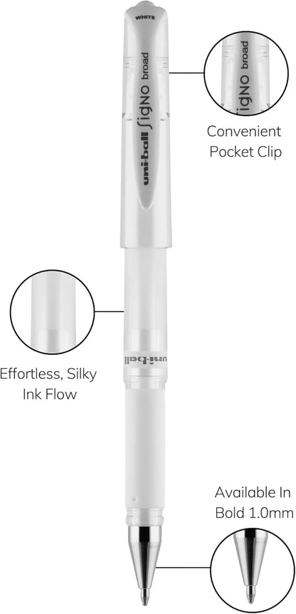 uniball Signo Gel Impact Pens, Bold Point (1.0mm), Metallic Pink Ink, 6 Pens